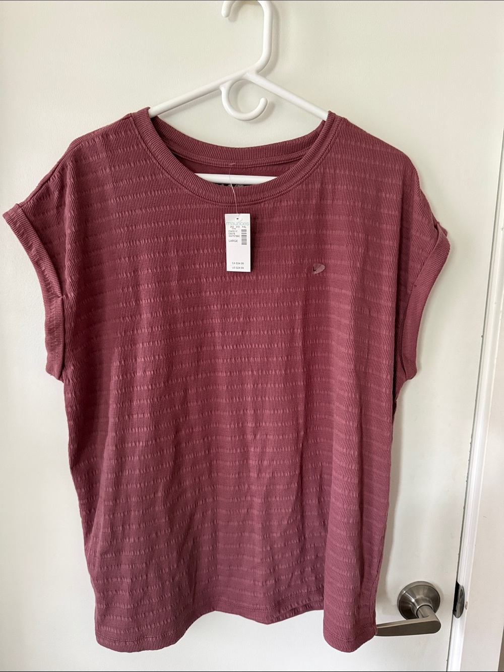 Textured Short Sleeve Tee in Dusty Rose by Unbranded